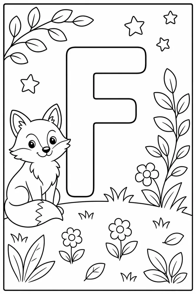 Animal Alphabet F fox coloring page