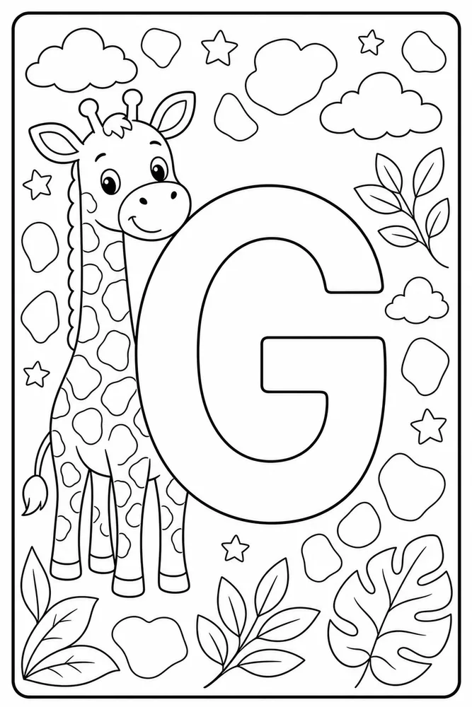 Animal Alphabet G giraffe coloring page