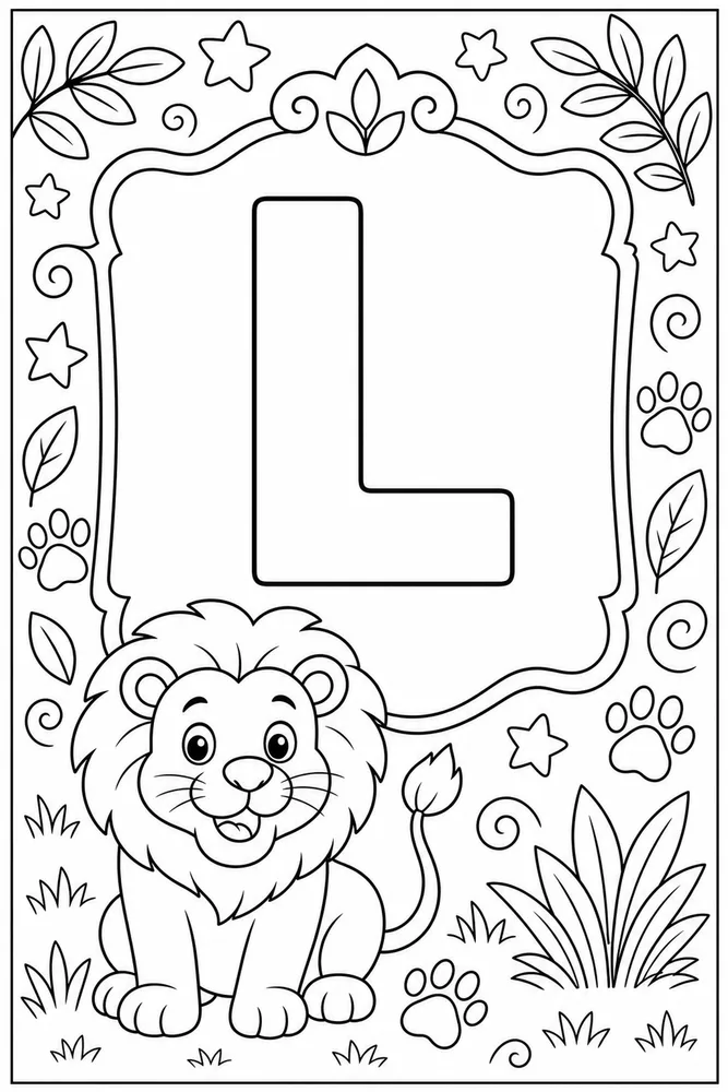 Animal Alphabet L lion coloring page