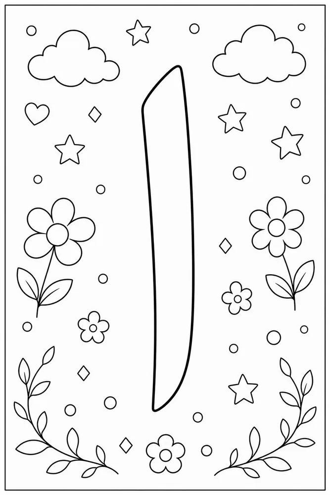 Arabic Alphabet Coloring Pages preview: Arabic Alphabet Arabic letter 1 coloring page