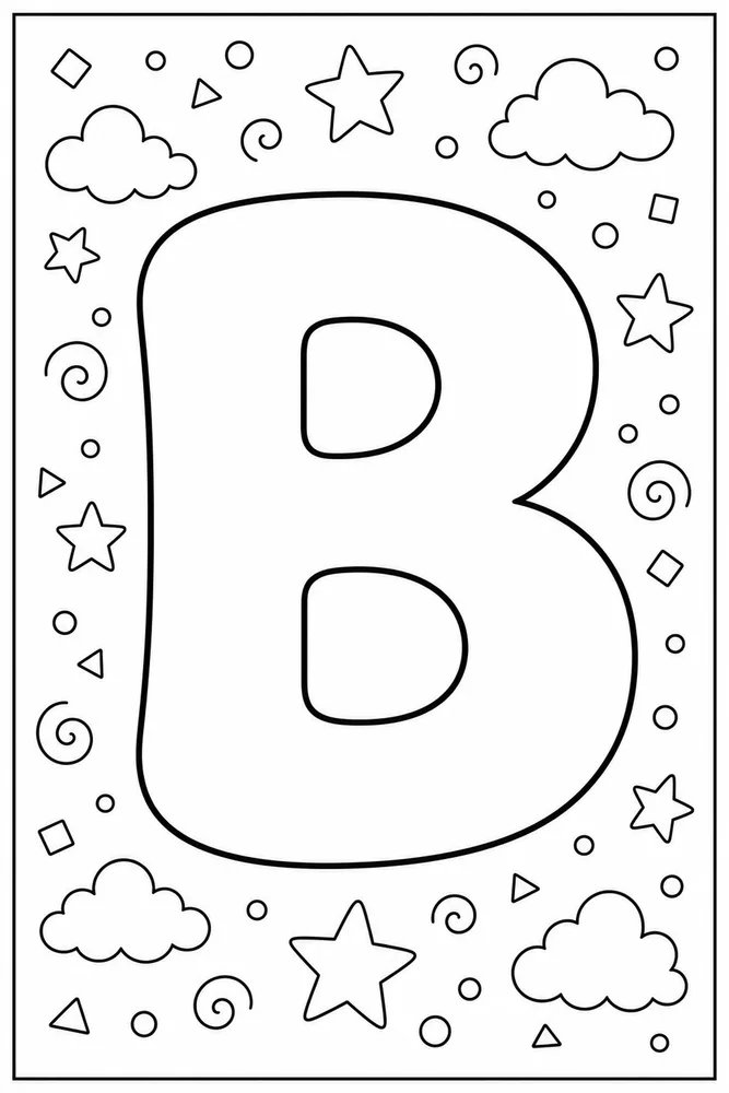 Bubble Letter Alphabet Letter b outline coloring page