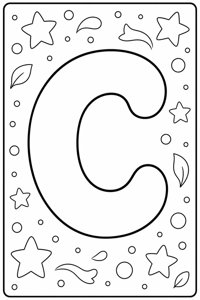 Bubble Letter Alphabet Letter c outline coloring page