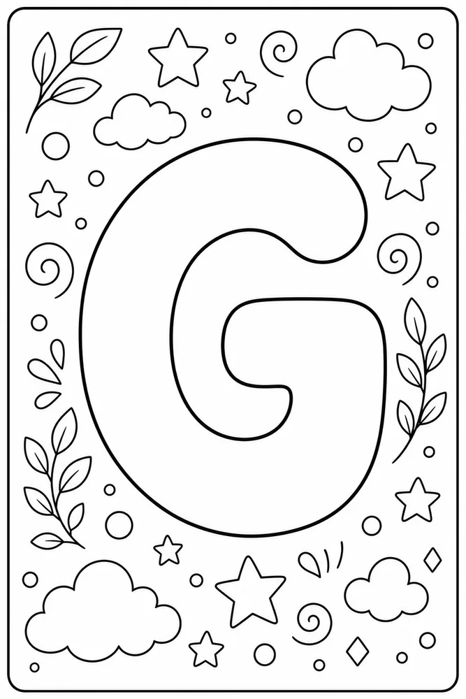 Bubble Letter Alphabet Letter g outline coloring page
