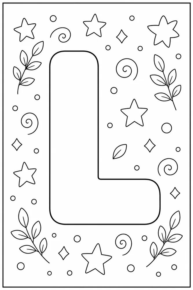 Bubble Letter Alphabet Letter l outline coloring page