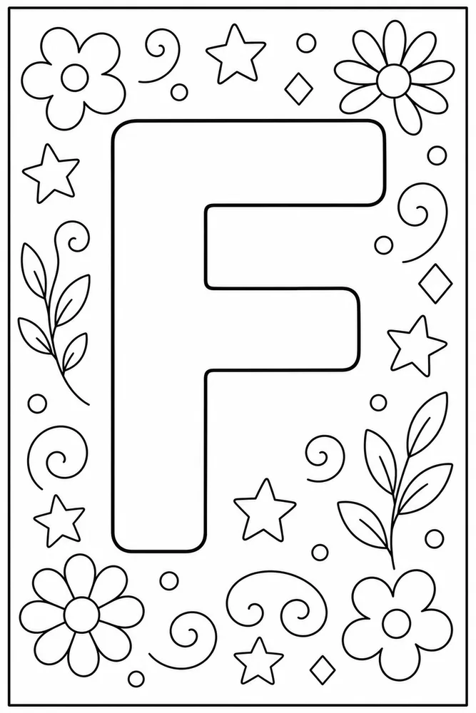 Color by Alphabet Color by alphabet letter f coloring page