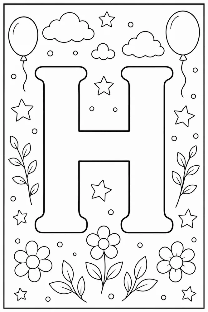 Color by Alphabet Color by alphabet letter h coloring page