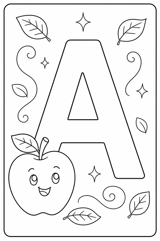 Letter A Alphabet Coloring Pages preview: Letter A Alphabet Letter a apple coloring page