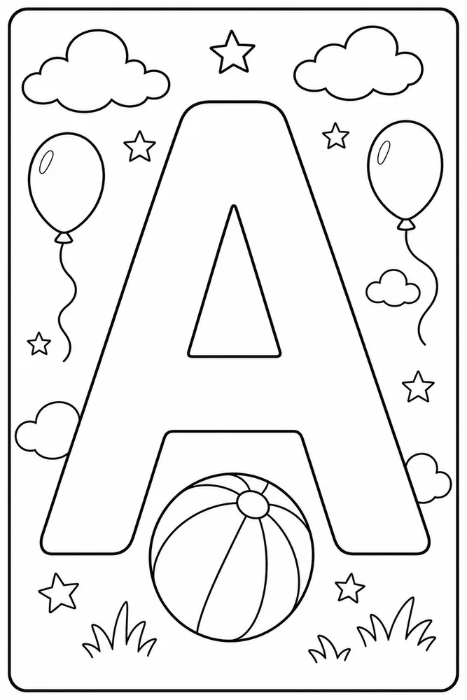 Letter A Alphabet Letter a ball coloring page