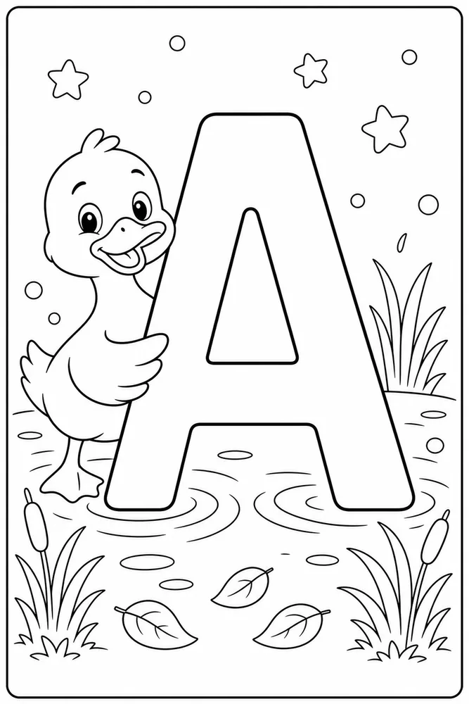 Letter A Alphabet Letter a duck coloring page