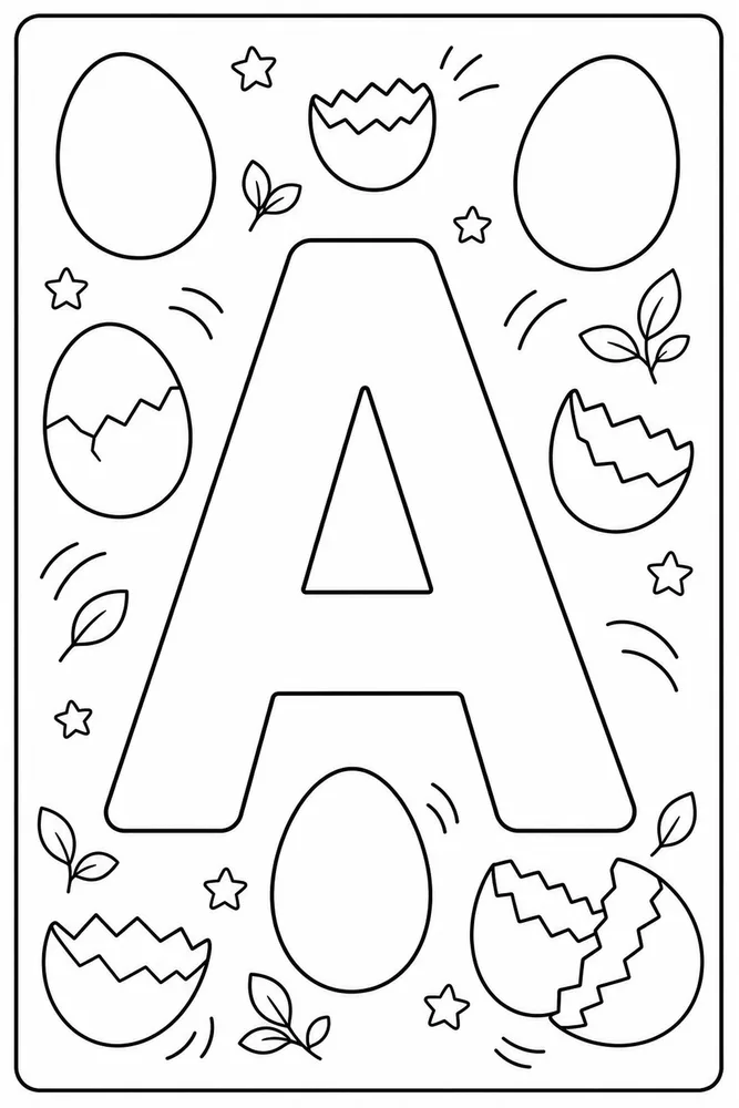 Letter A Alphabet Letter a egg coloring page
