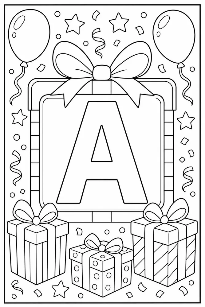 Letter A Alphabet Letter a gift coloring page