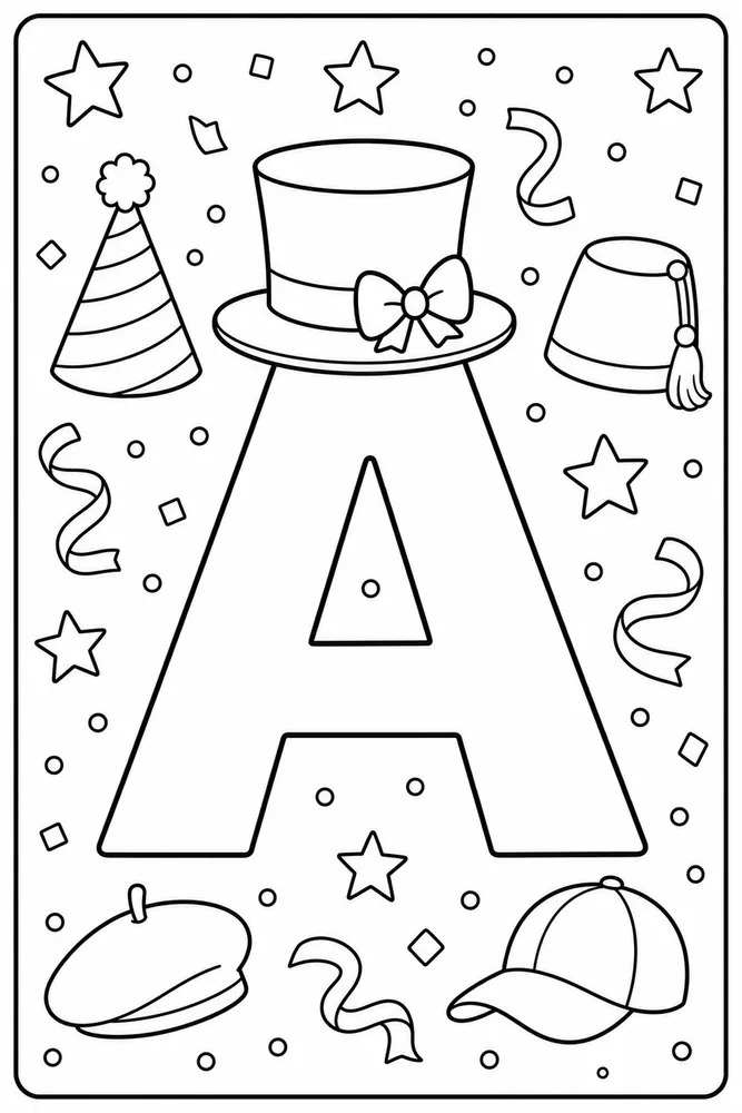 Letter A Alphabet Letter a hat coloring page
