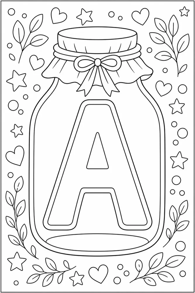 Letter A Alphabet Letter a jar coloring page