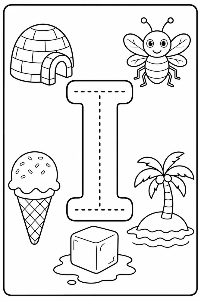 Letter I Letter I Tracing Worksheet printable coloring page