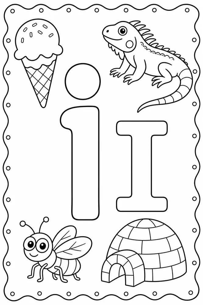 Letter I Letter I Uppercase Lowercase Pair printable coloring page