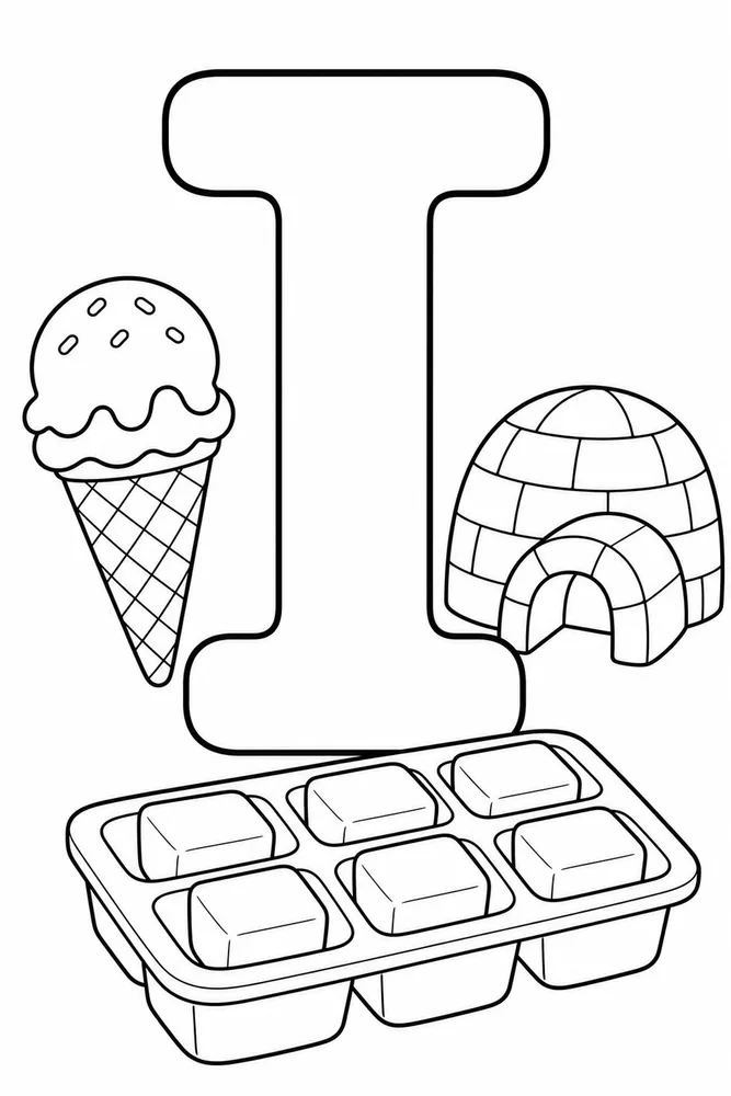 Letter I Letter I With Ice Cube Tray printable coloring page