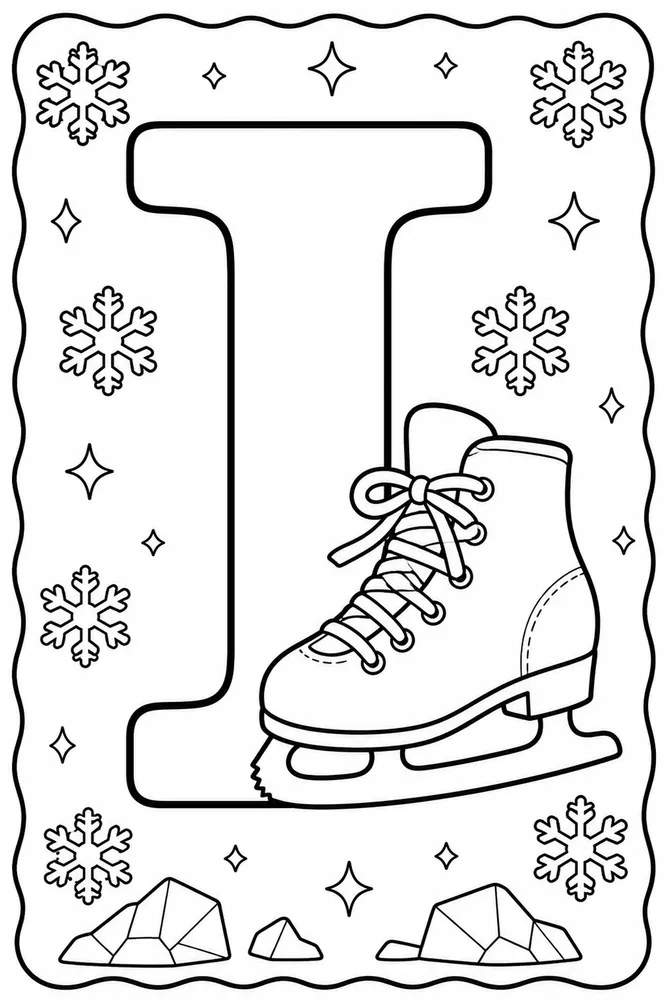 Letter I Letter I With Ice Skate printable coloring page