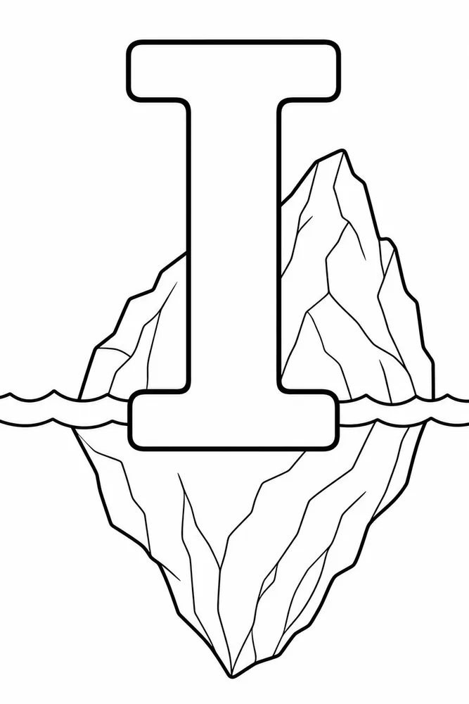 Letter I Letter I With Iceberg printable coloring page