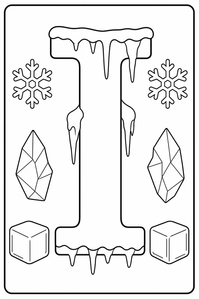 Letter I Letter I With Icicles printable coloring page