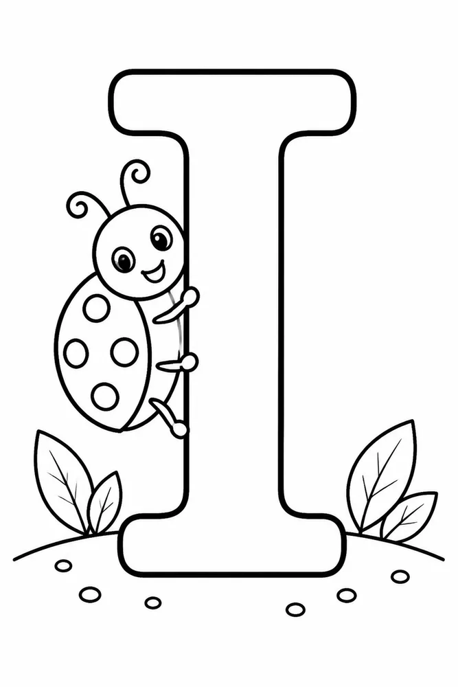 Letter I Letter I With Insect printable coloring page
