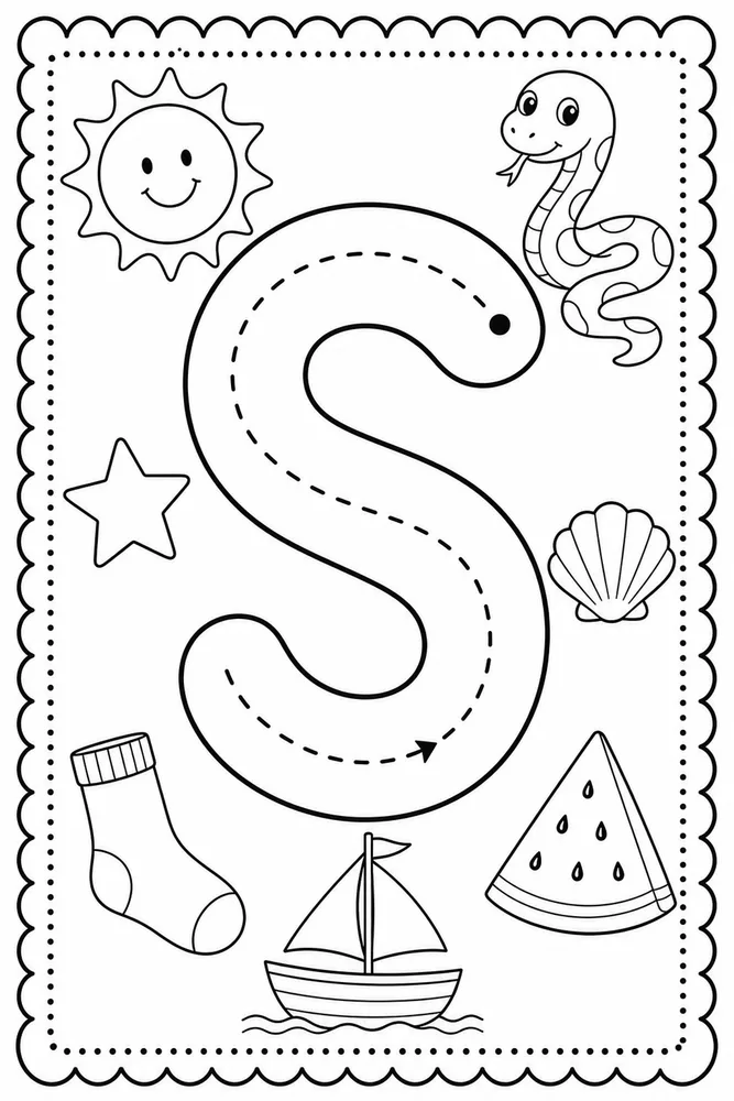 Letter S Letter S Tracing Worksheet printable coloring page