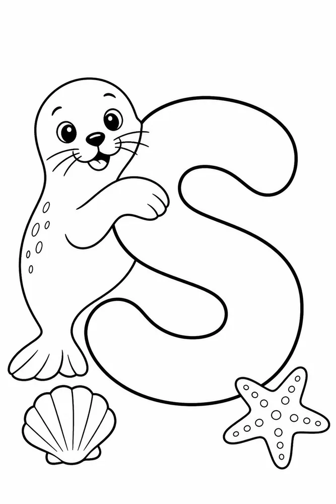 Letter S Letter S With Seal printable coloring page