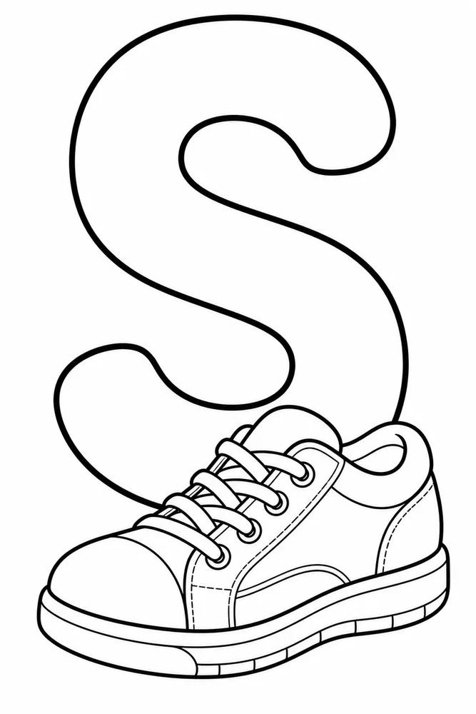 Letter S Letter S With Shoe printable coloring page