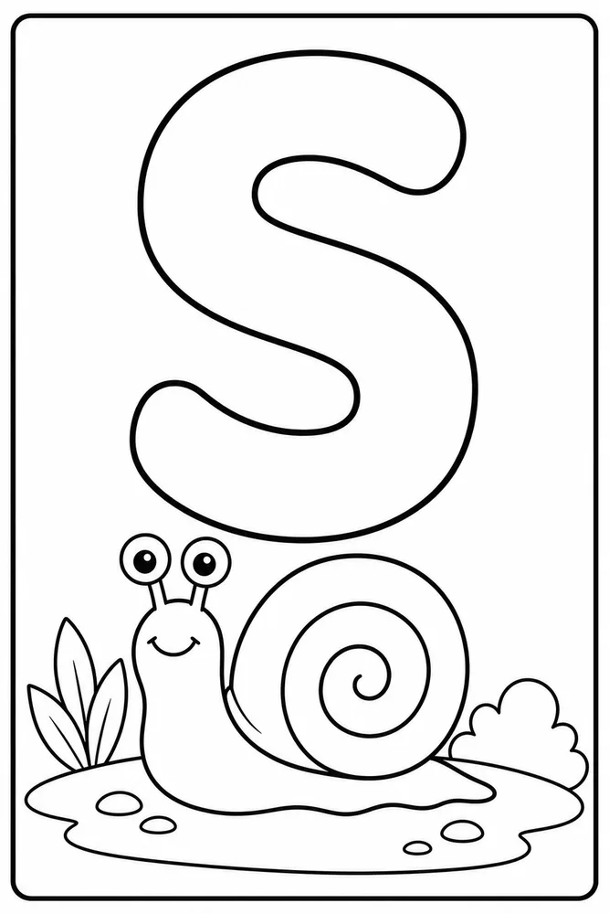 Letter S Letter S With Snail printable coloring page