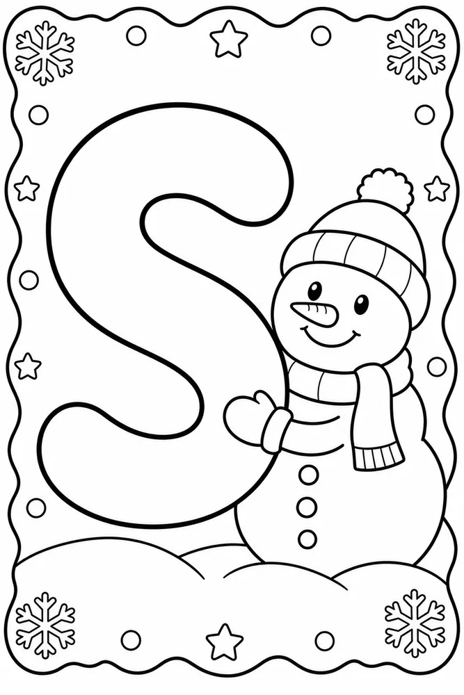Letter S Letter S With Snowman printable coloring page