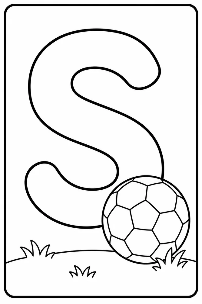 Letter S Letter S With Soccer Ball printable coloring page