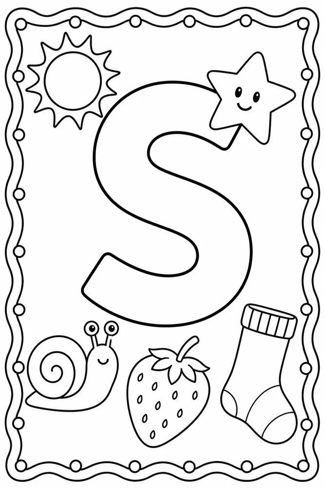 Letter S Letter S With Star printable coloring page