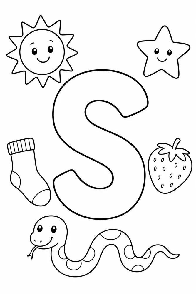 Letter S Uppercase Block Letter S printable coloring page