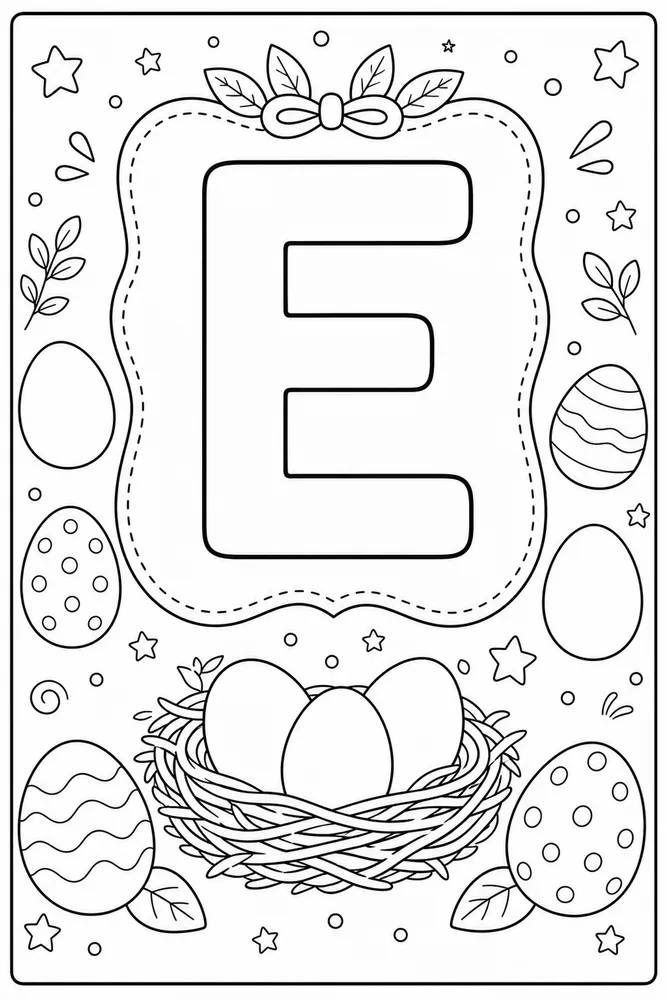 Preschool Alphabet Letter e egg coloring page