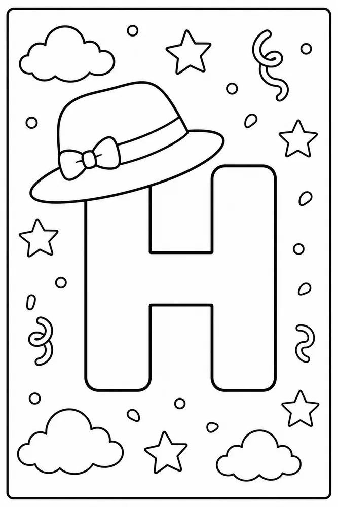 Preschool Alphabet Letter h hat coloring page