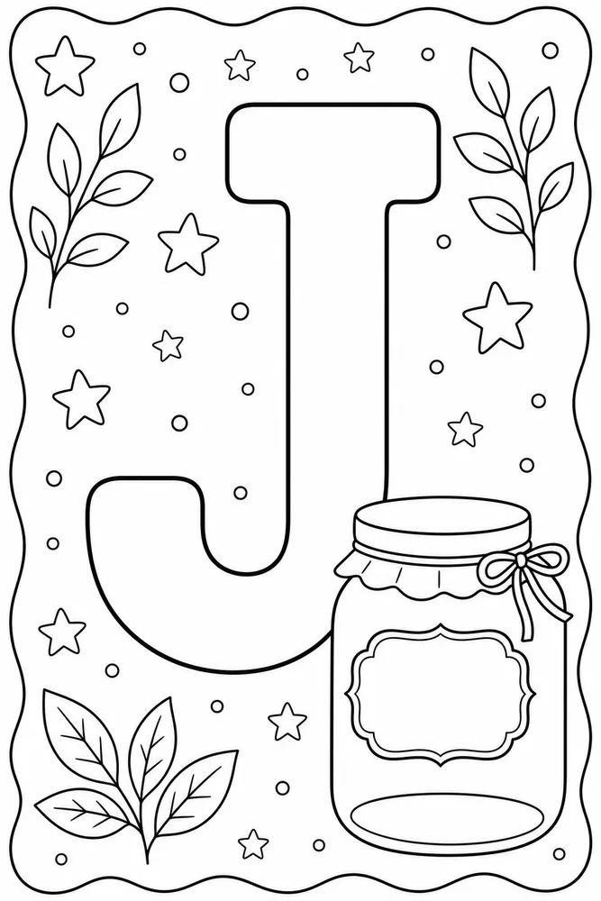 Preschool Alphabet Letter j jar coloring page
