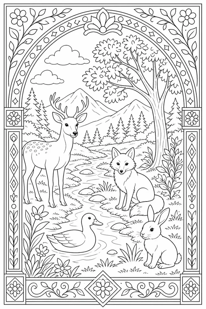Adult Animal Decorative Arch coloring page