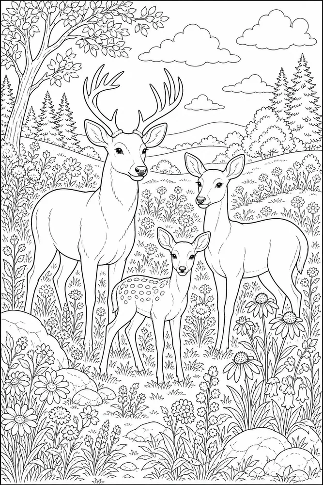 Adult Animal Detailed Meadow coloring page