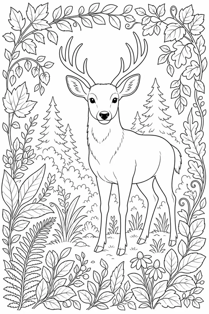 Adult Animal Intricate Leaves coloring page