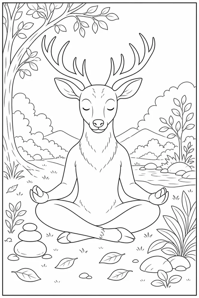 Adult Animal Mindful Scene coloring page
