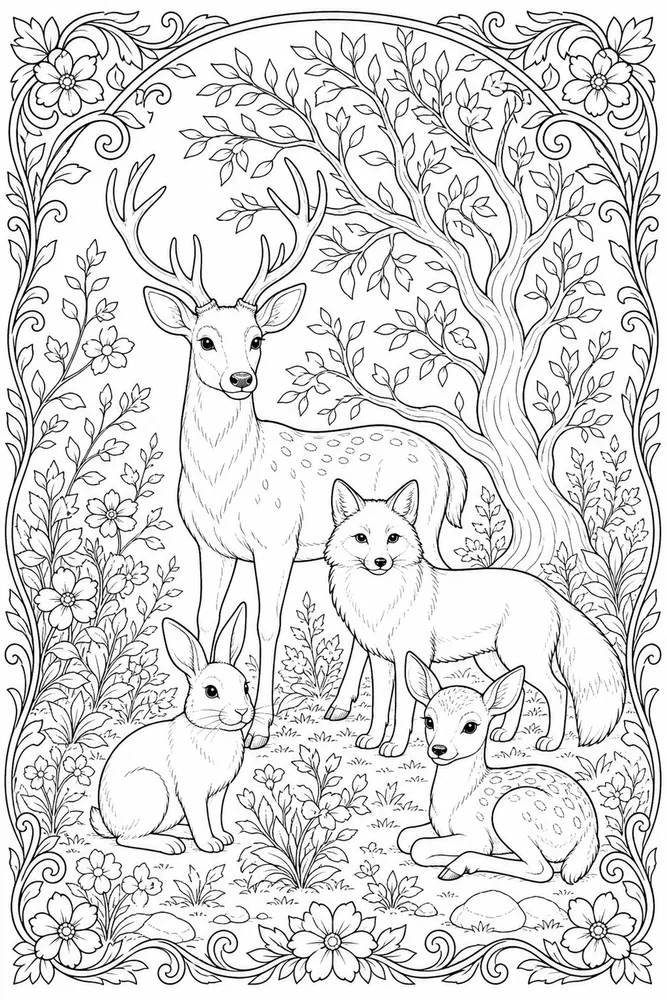 Adult Animal Ornamental Background coloring page