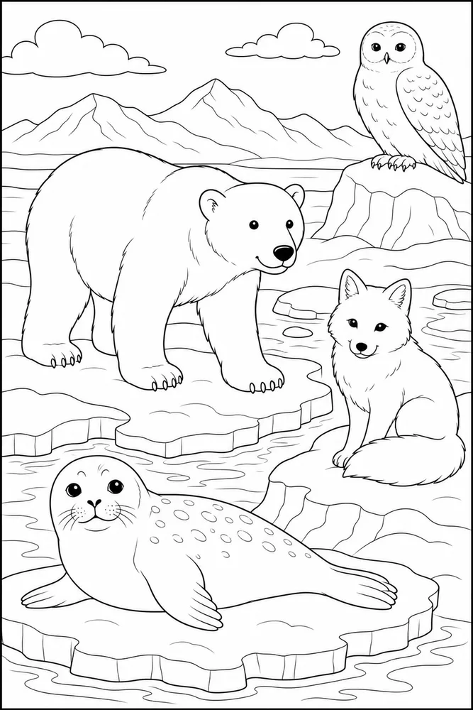 Animal Arctic Snow Animals coloring page
