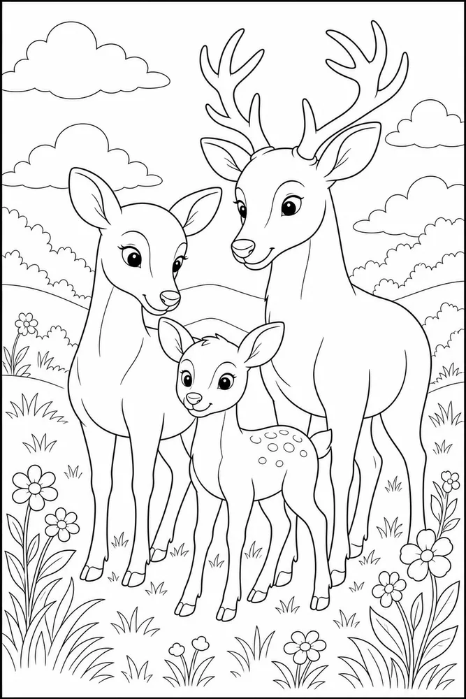 Animal Baby Animal Family coloring page