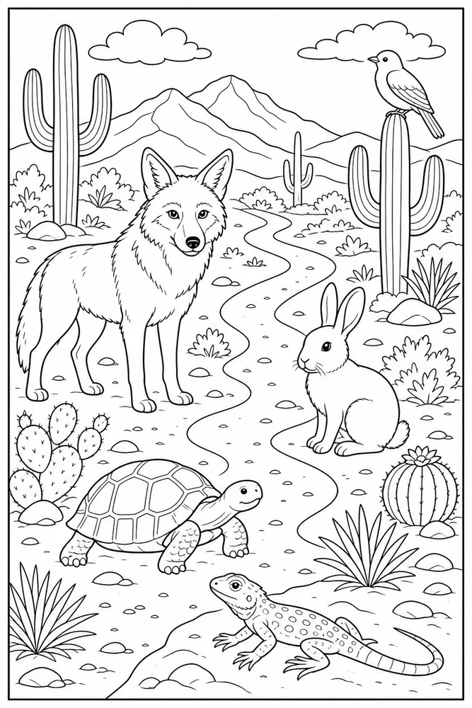 Animal Desert Trail Animals coloring page