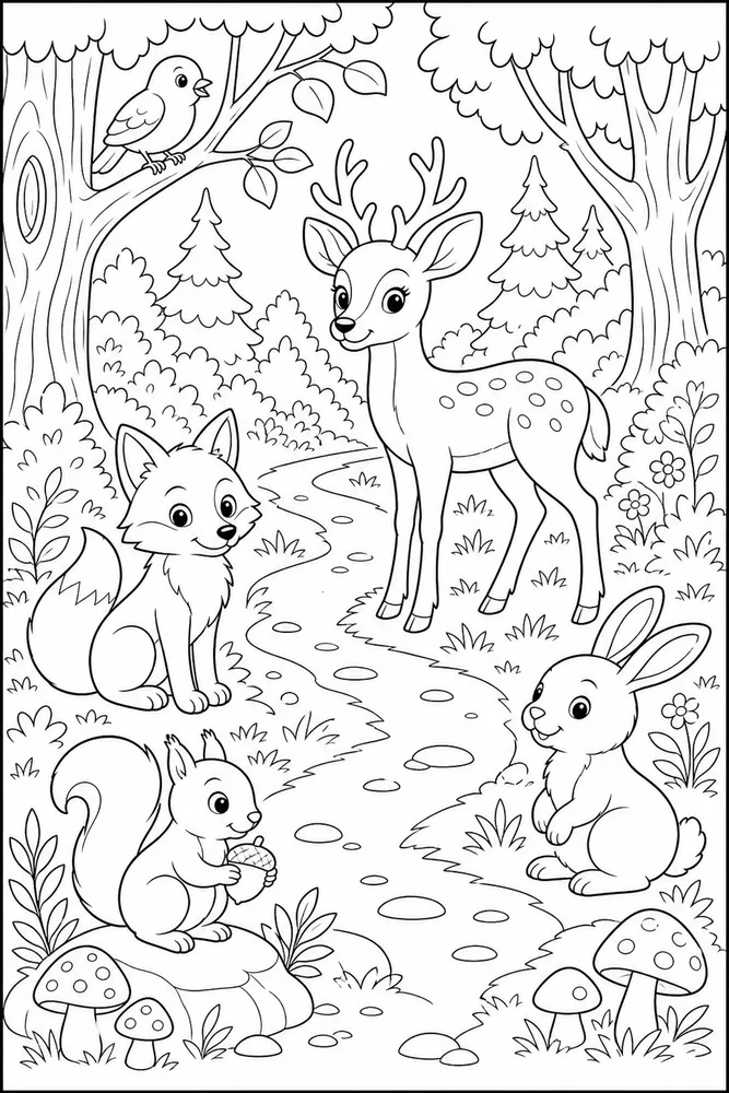 Animal Forest Path Animals coloring page
