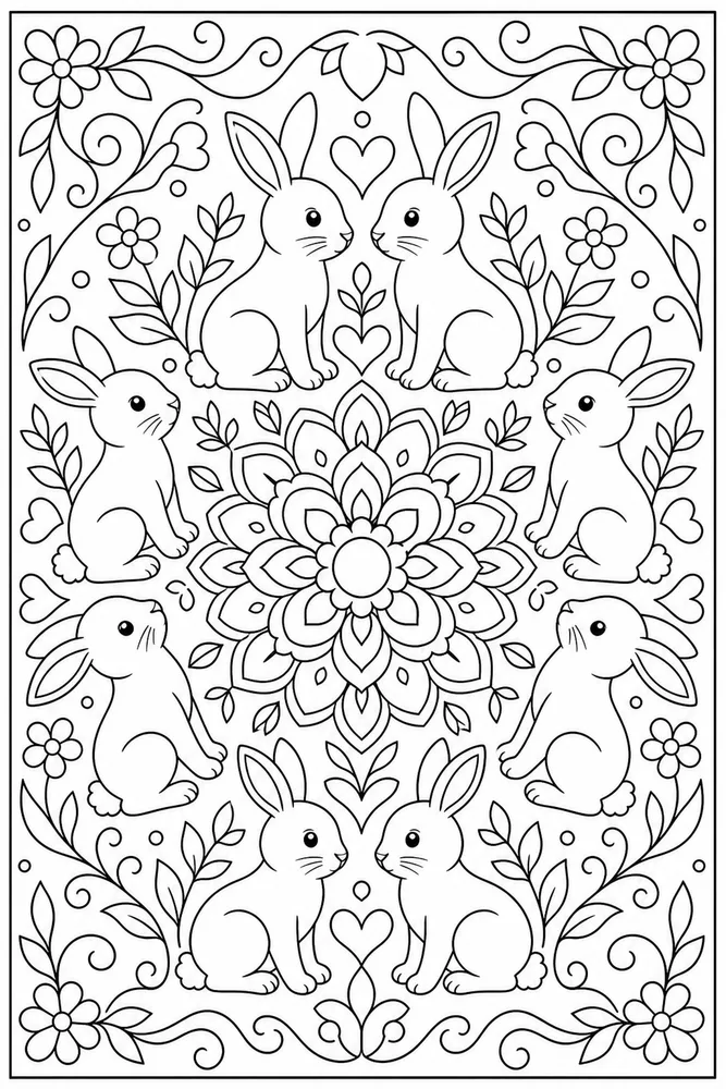 Animal Mandala Balanced Symmetry coloring page