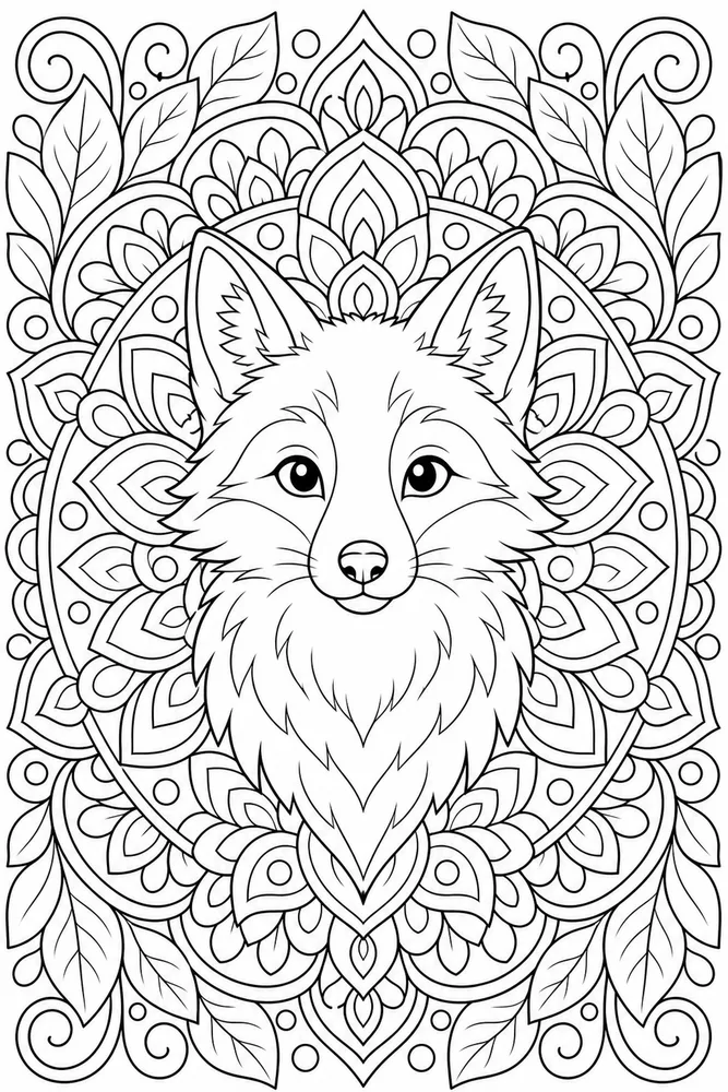 Animal Mandala Centered Mandala Portrait coloring page
