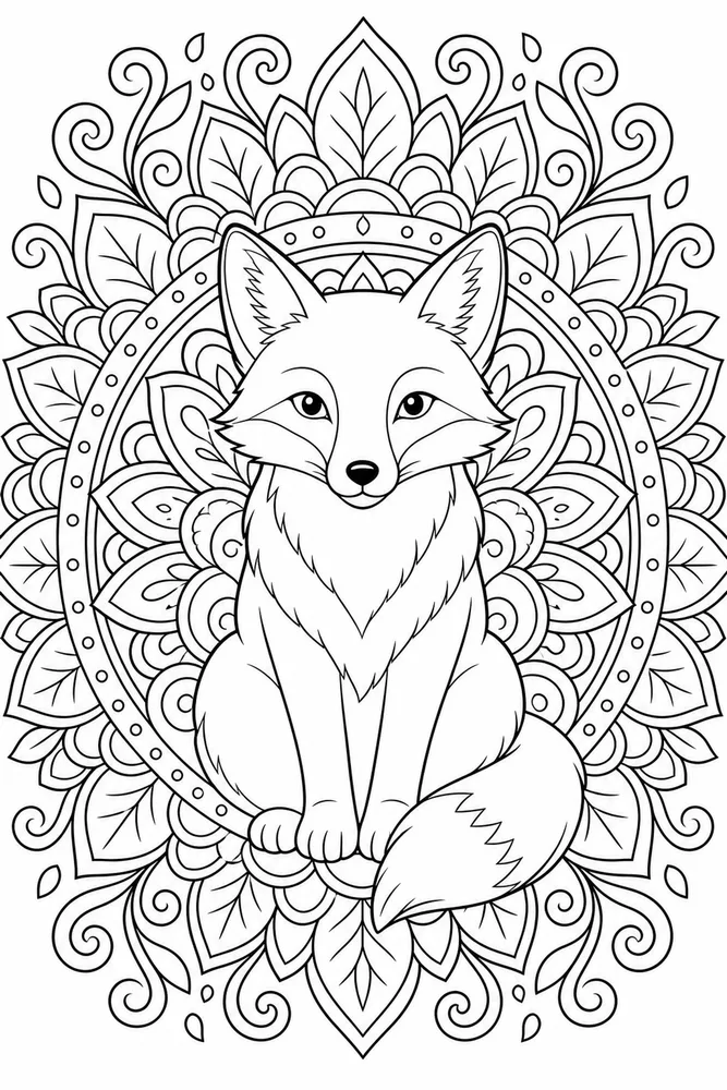 Animal Mandala Layered Petals coloring page