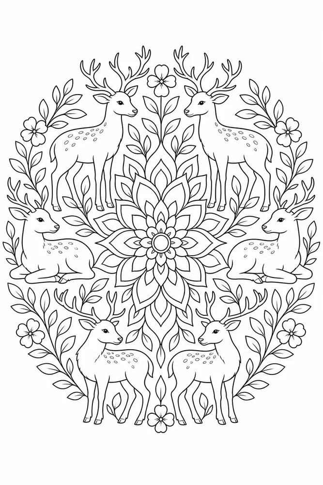 Animal Mandala Simple Mandala coloring page
