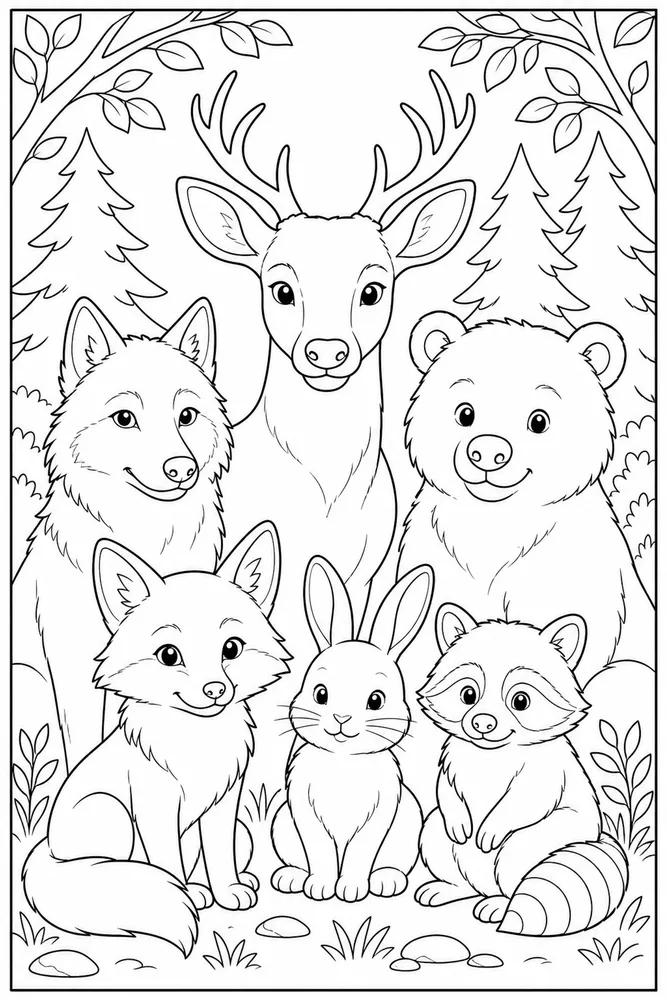 Animal Simple Animal Portrait Set coloring page