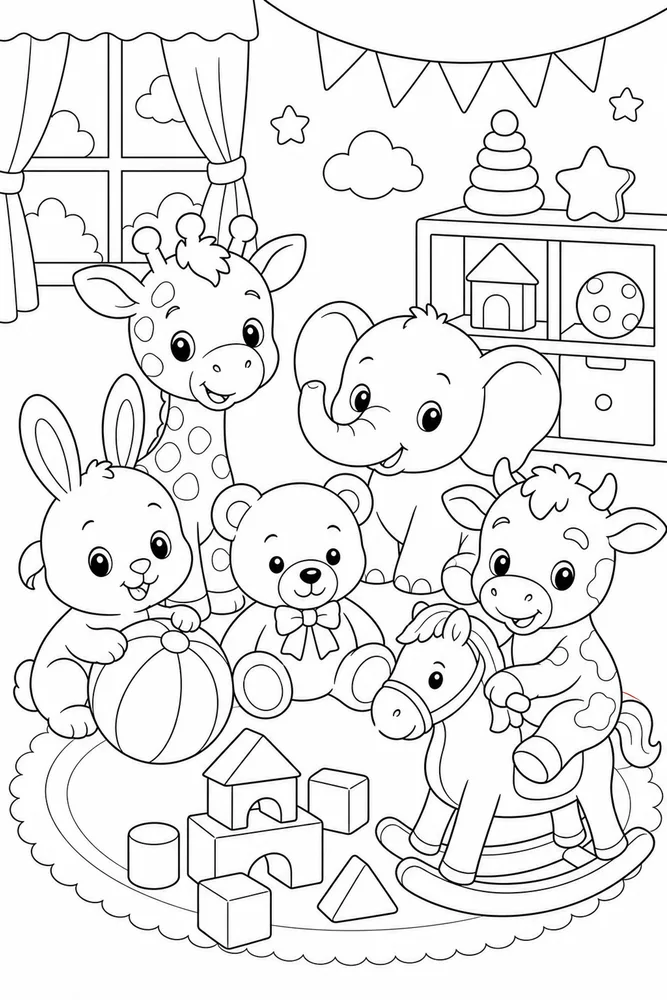 Baby Animals Nursery Toy coloring page